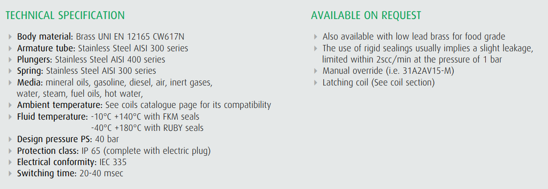 Zawór 31A N.C./N.O.