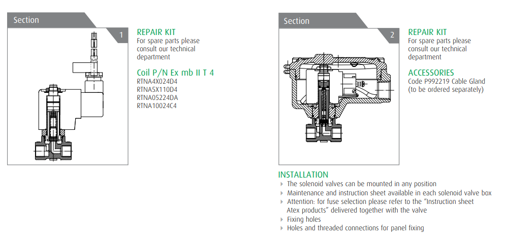 Zawór 21A Ex d & Ex m N.C./N.O.
