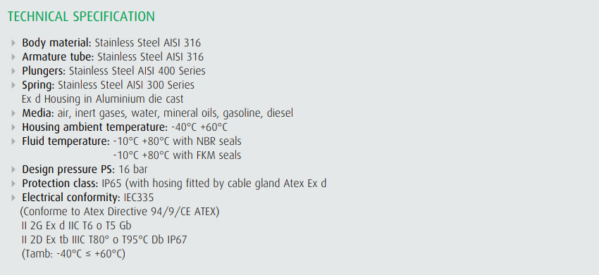 Zawór 21IH Ex d N.C.