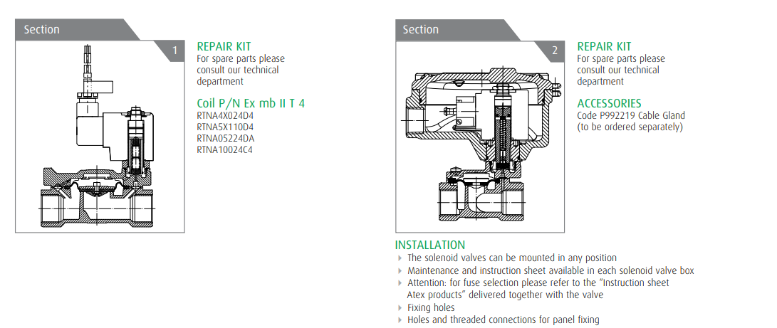 Zawór 21W Ex m, Ex d N.C./N.O.