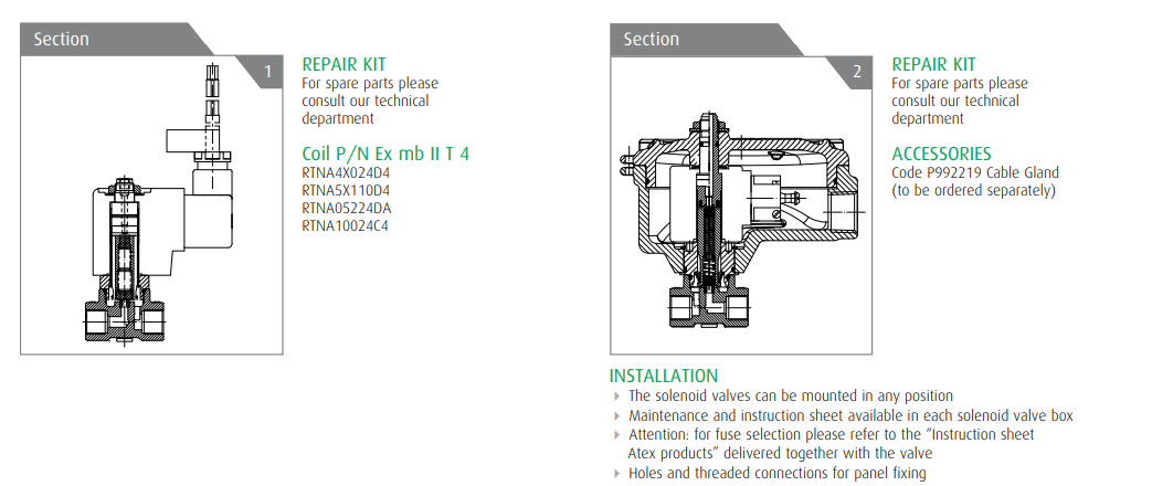Zawór 31A2 Ex m, Ex d N.C.