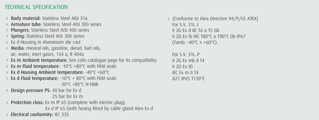 Zawór 31L Ex m, Ex d N.C.