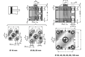 Siłownik kompaktowy ISO 21287/UNITOP SK21 z gwintem wewnęt