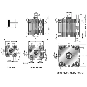 Siłownik kompaktowy ISO 21287/UNITOP SK21 z gwintem wewnęt