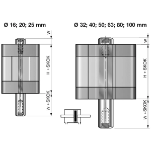 Siłownik kompaktowy ISO 21287/UNITOP SK21 z gwintem wewnęt