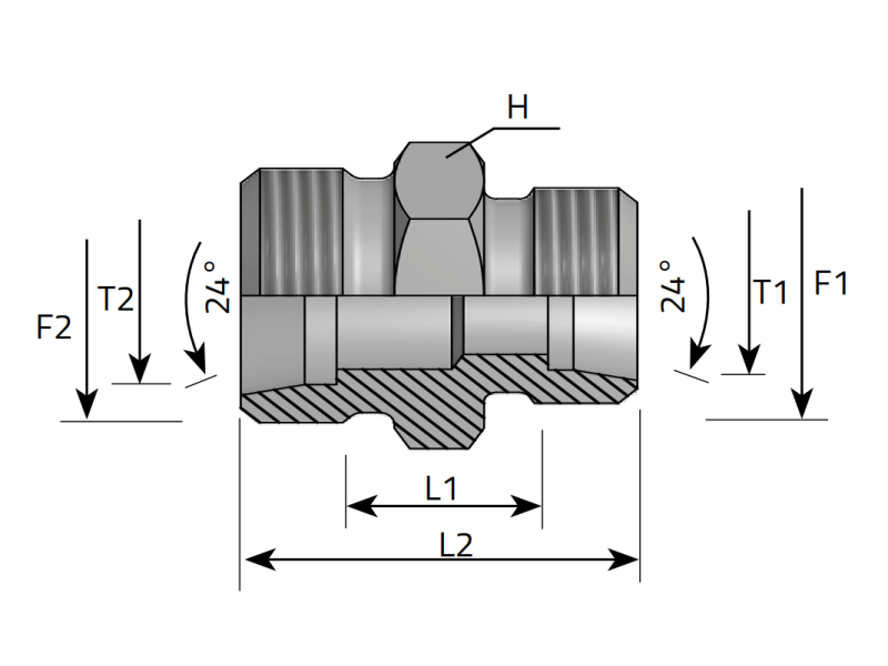 Złącze proste redukcyjne GR 06L M12x1,5 - 06LL M10x1,0, Ma