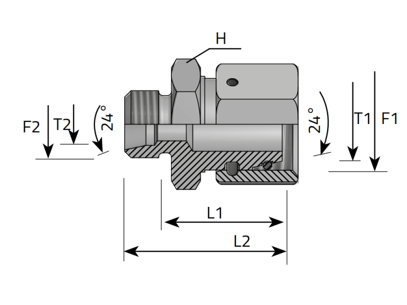 Złącze proste redukcyjne RED 15L M22x1,5 - 08L M14x1,5, Ma