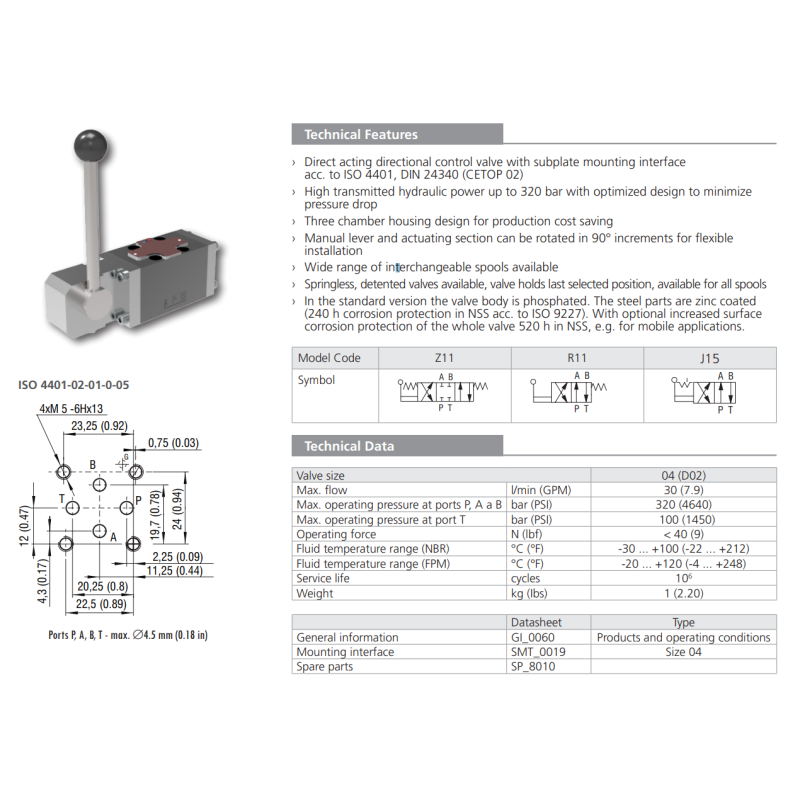 Zawór RPR3-04, Surface treatment: B, Seals: No designation,