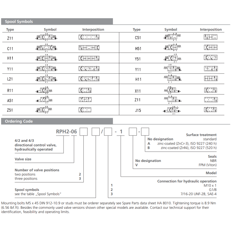 Zawór RPH2-06, Surface treatment: B, Seals: No designation,