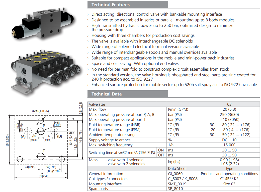 Zawór RPEK1-03, Typ suwaka: H11, Number of valve positions: