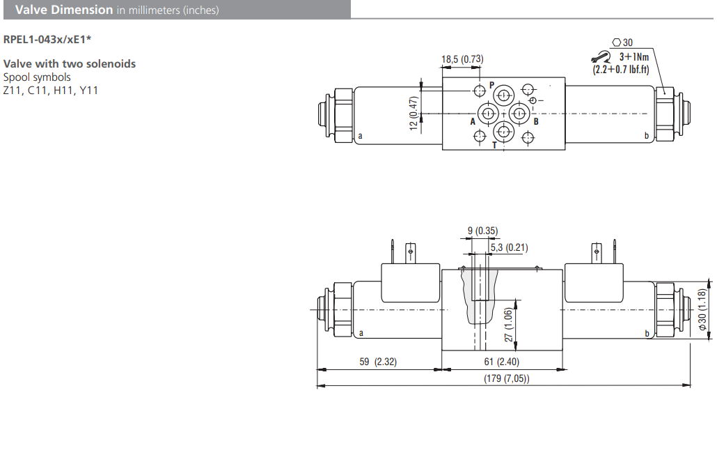 Zawór RPEL1-04, Surface treatment: A, Seals: V, Typ suwaka: