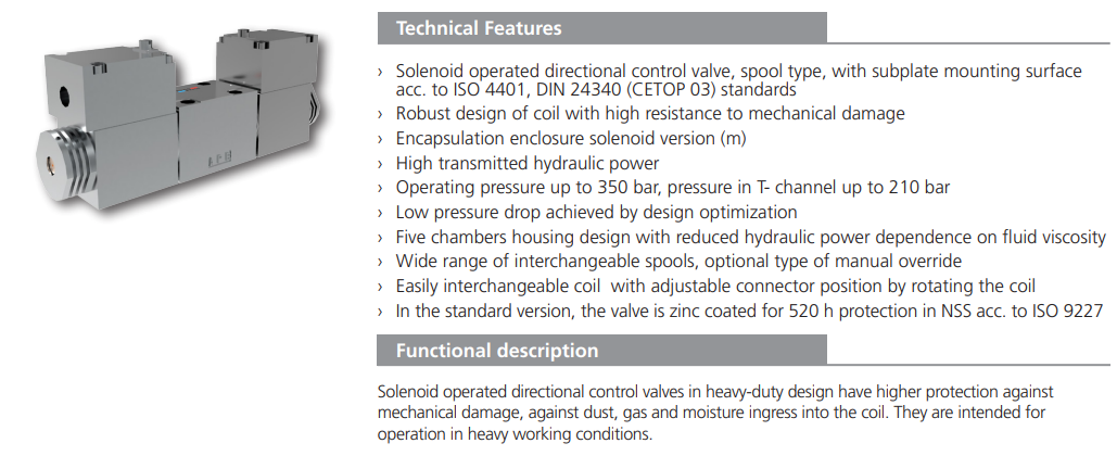 Zawór RPET3-06, Typ suwaka: C11, Number of valve positions: