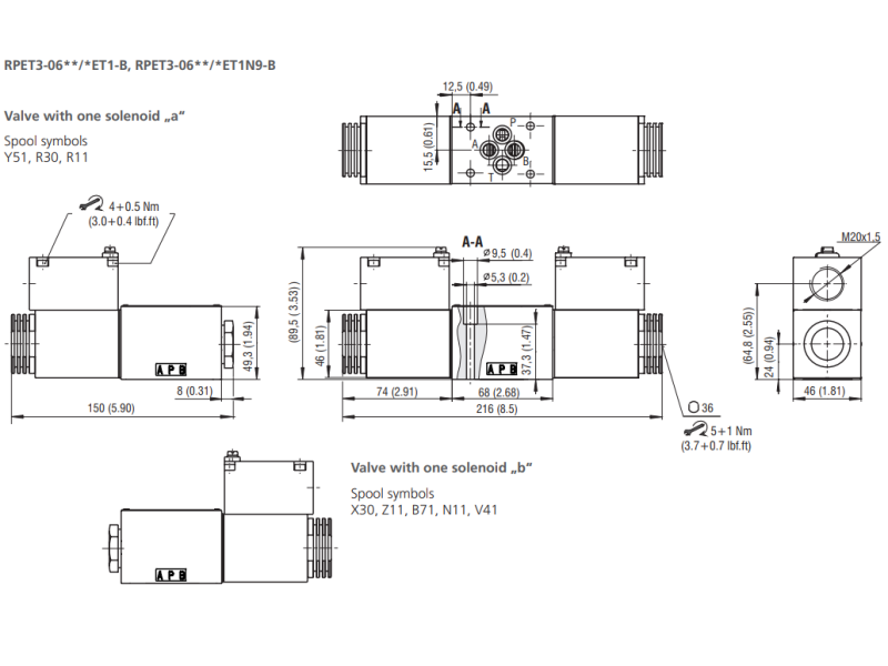 Zawór RPET3-06, Typ suwaka: C11, Number of valve positions: