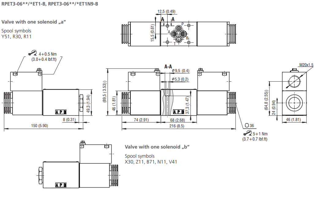 Zawór RPET3-06, Typ suwaka: C11, Number of valve positions: