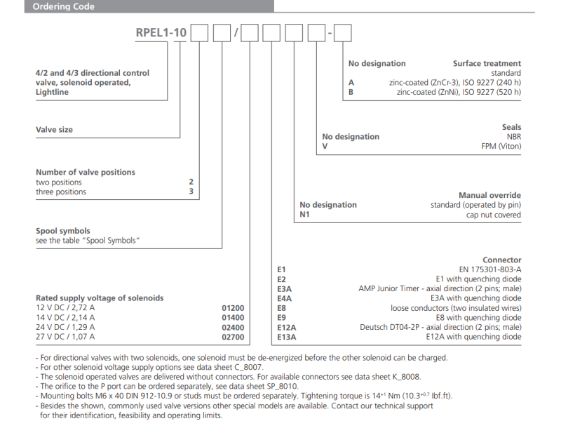 Zawór RPEL1-10, Surface treatment: No designation, Seals: N