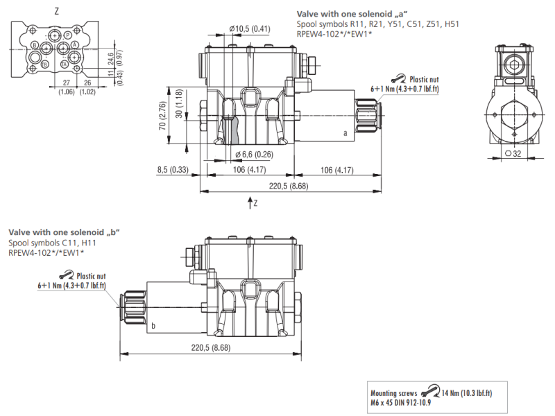 Zawór RPEW4-10, Seals: No designation, Typ suwaka: Z11, Num