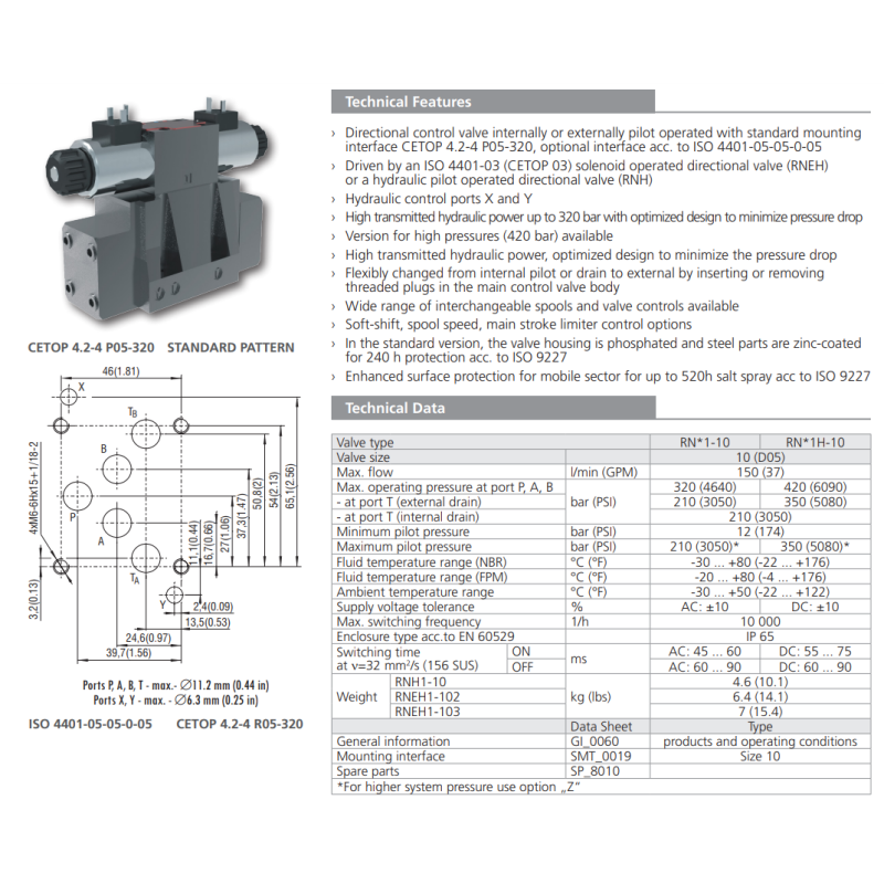 Zawór RNEH1-10, Typ suwaka: H11, Number of valve positions: