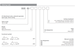 Zawór SD2E-B2, Surface treatment: A, Seals: No designation, Model: L, Manual override: No designation, Functional symbols: 2I12
