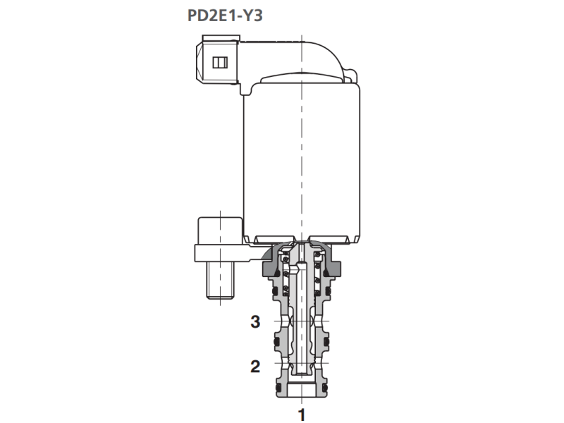 Zawór PD2E1, Napięcie: 12V, Surface treatment: A, Seals: No designation, Connector: E4, Valve cavity: Y3, Functional symbols: 2D21