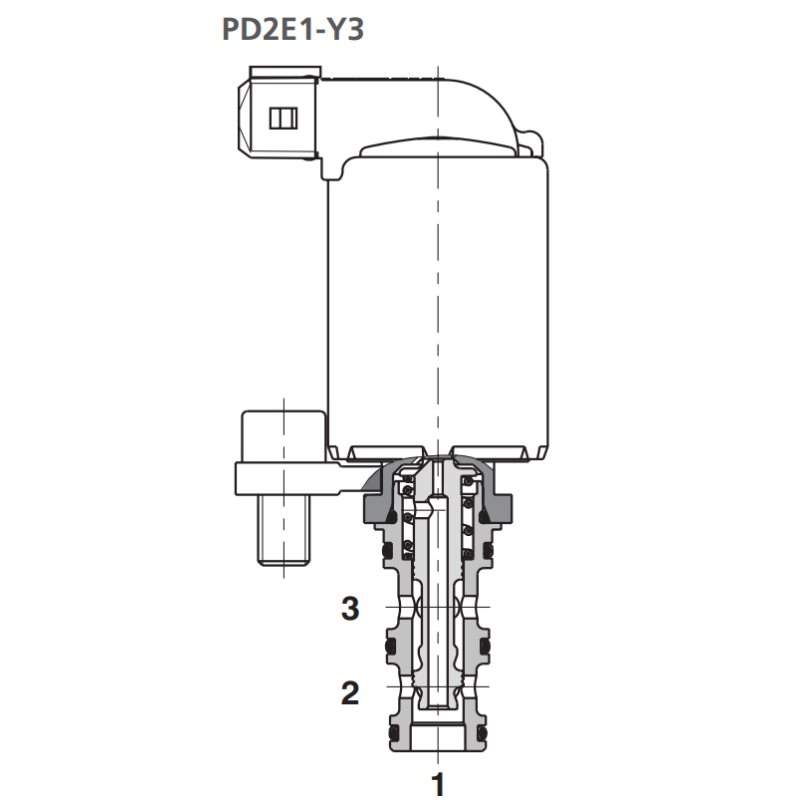 Zawór PD2E1, Napięcie: 12V, Surface treatment: A, Seals: No designation, Connector: E4, Valve cavity: Y3, Functional symbols: 2D21