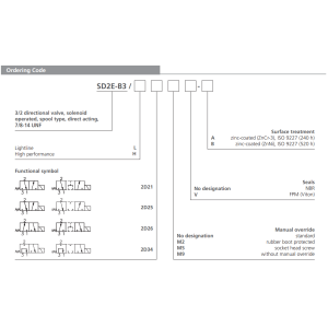 Zawór SD2E-B3, Surface treatment: A, Seals: No designation,