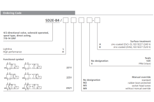 Zawór SD2E-B4, Surface treatment: A, Seals: No designation, Model: L, Manual override: No designation, Functional symbols: 2Z51