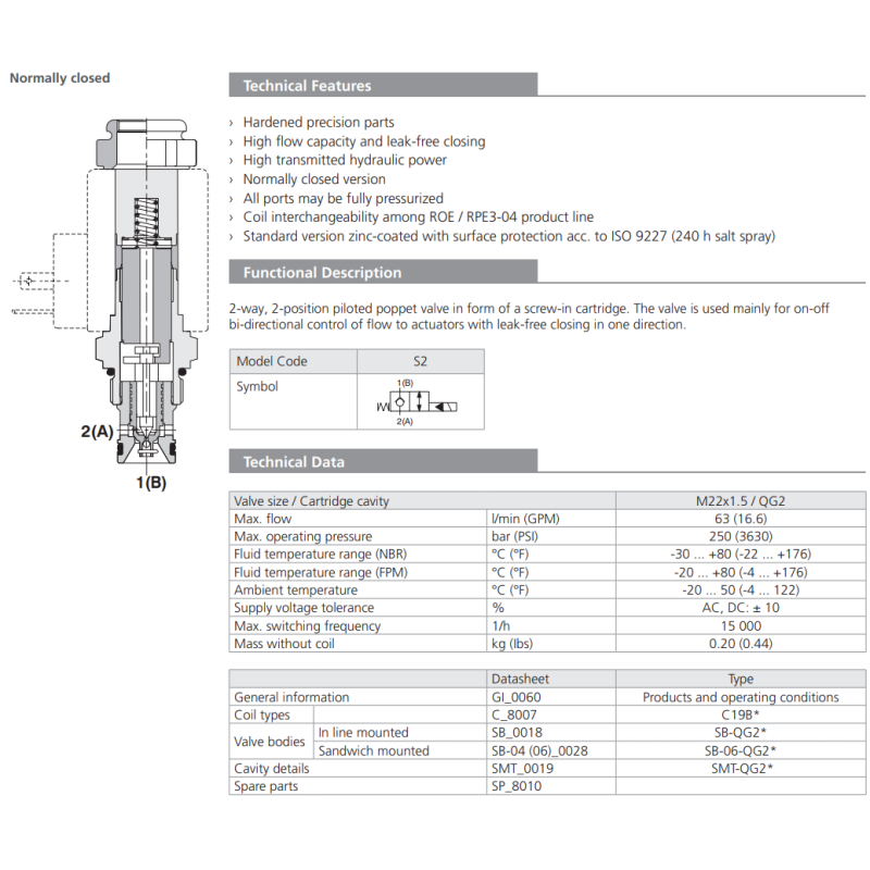Zawór ROE3-062S2, Surface treatment: A, Seals: No designati