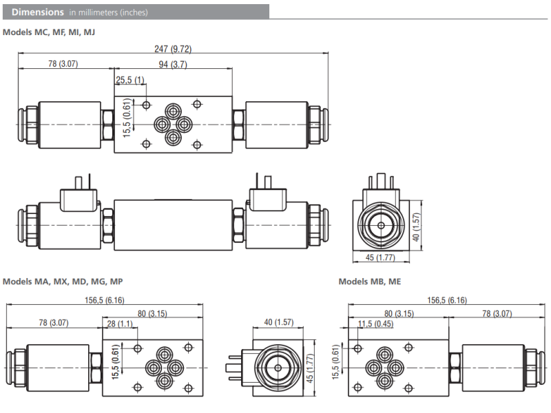 Zawór ROE3-062S2M, Modular plate size: 04, Model: MA, Rated