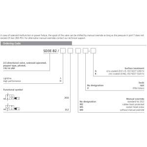 Zawór SD3E-B2, Surface treatment: A, Seals: No designation,