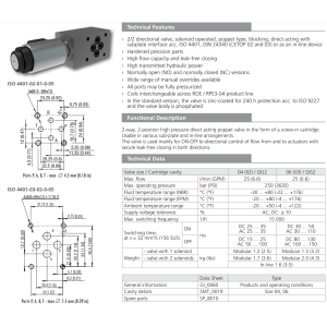 Zawór ROE3-042S5(S6)M, Modular plate size: 06, Manual overr