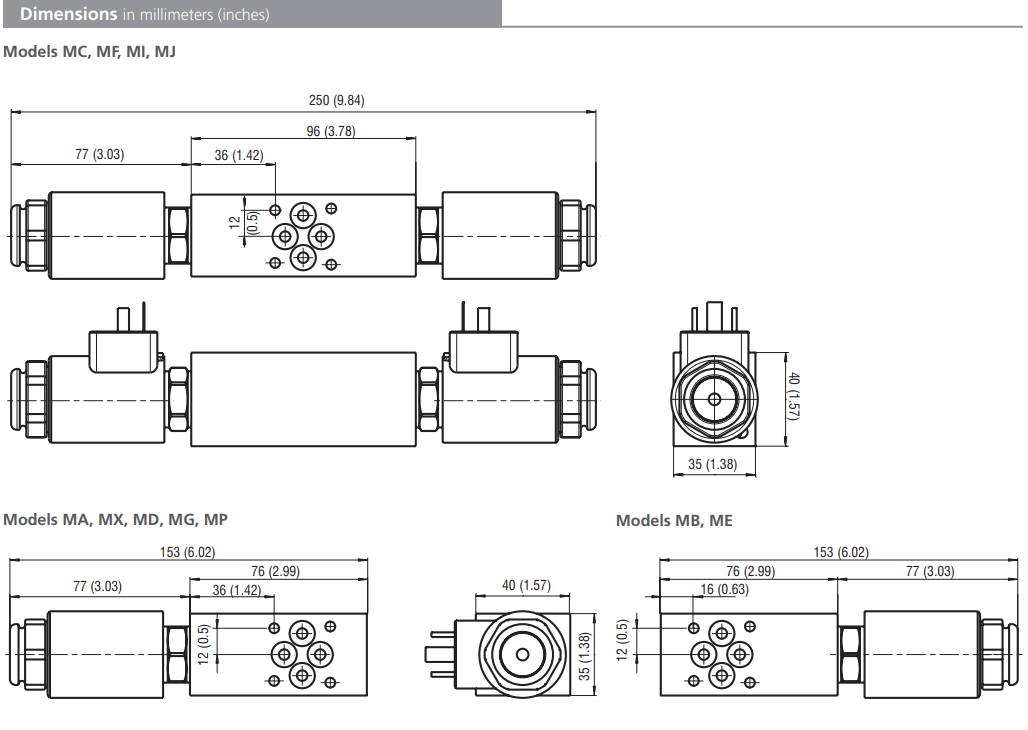 Zawór ROE3-042S5(S6)M, Modular plate size: 06, Manual overr