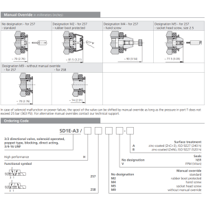Zawór SD1E-A3, Surface treatment: A, Seals: No designation,