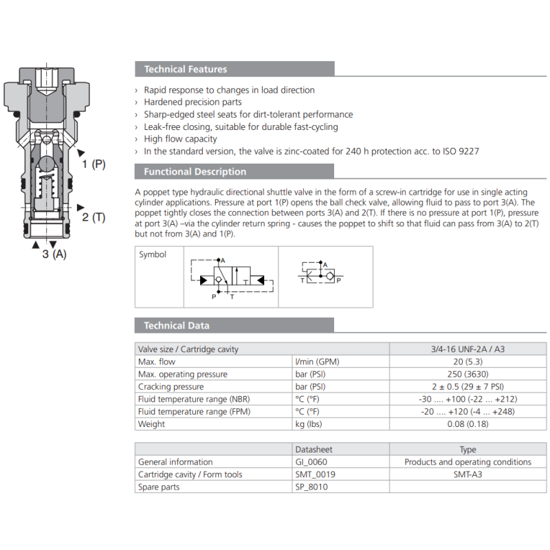 Zawór SH1F-A3, Surface treatment: A, Seals: V