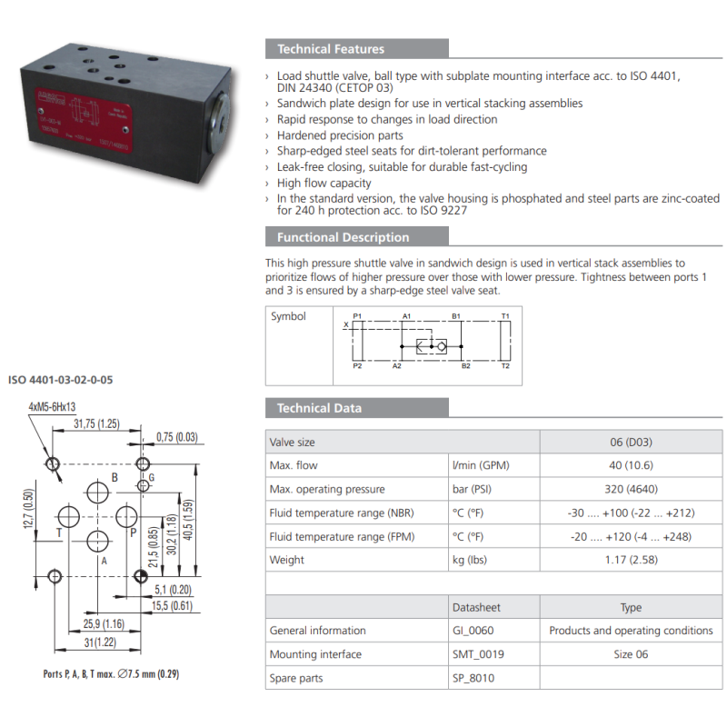 Zawór LV1-063/M, Surface treatment: No designation, Seals: 