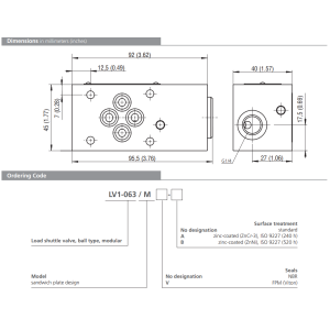 Zawór LV1-063/M, Surface treatment: No designation, Seals: 