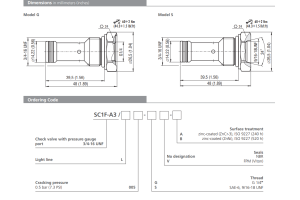 Zawór SC1F-A3, Surface treatment: A, Seals: V, Thread: G