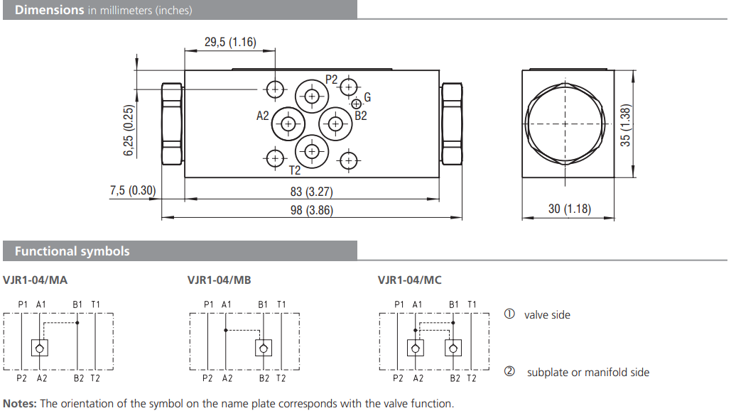 Zawór VJR1-04/M, Surface treatment: No designation, Seals: 