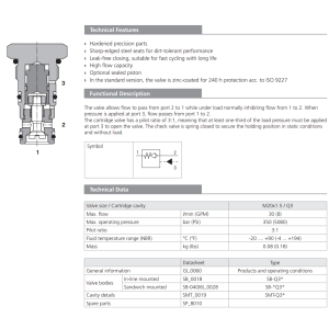 Zawór SC5H-Q3/I, Pilot piston seal: S