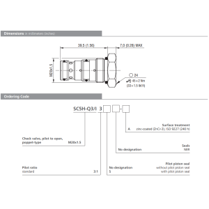 Zawór SC5H-Q3/I, Pilot piston seal: S