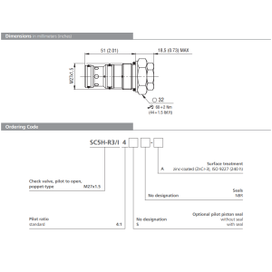 Zawór SC5H-R3/I, Pilot piston seal: S