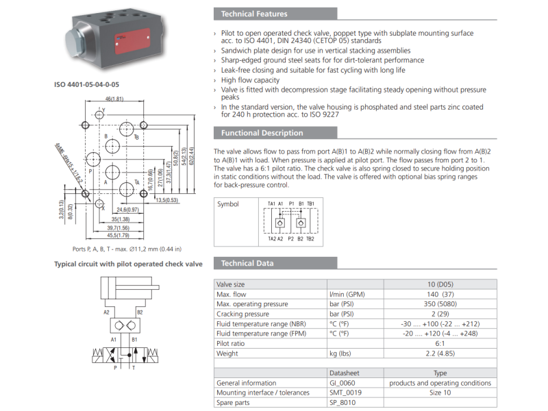 Zawór VJR3-10/M, Surface treatment: No designation, Seals: