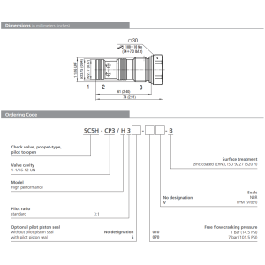 Zawór SC5H-CP3, Pilot piston seal: No designation, Seals: N