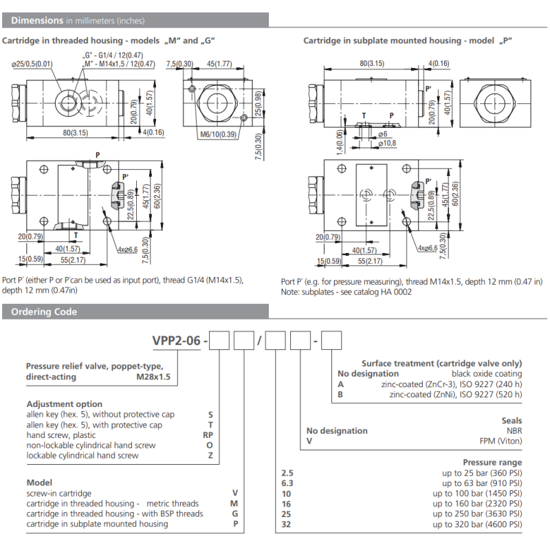 Zawór VPP2-06, Surface treatment: B, Seals: No designation,