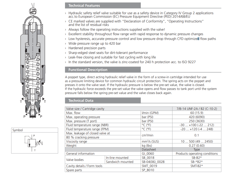 Zawór SR1A-B2, Surface treatment: A, Seals: No designation,