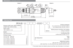 Zawór SR1A-B2, Surface treatment: A, Seals: No designation, Adjustment option: T, Pressure range: 2