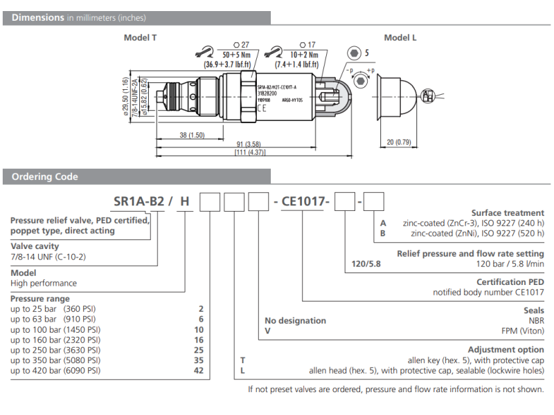 Zawór SR1A-B2, Surface treatment: A, Seals: No designation,
