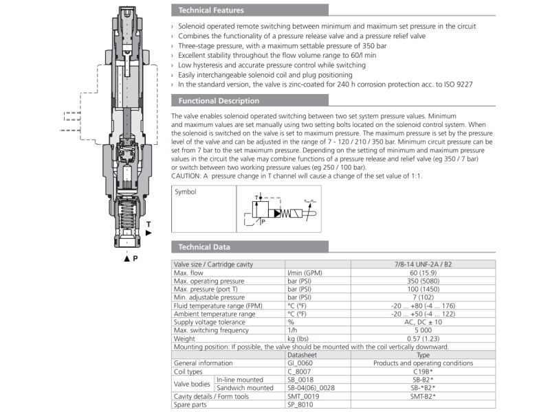Zawór SR4E2-B2, Surface treatment: A, Seals: No designation