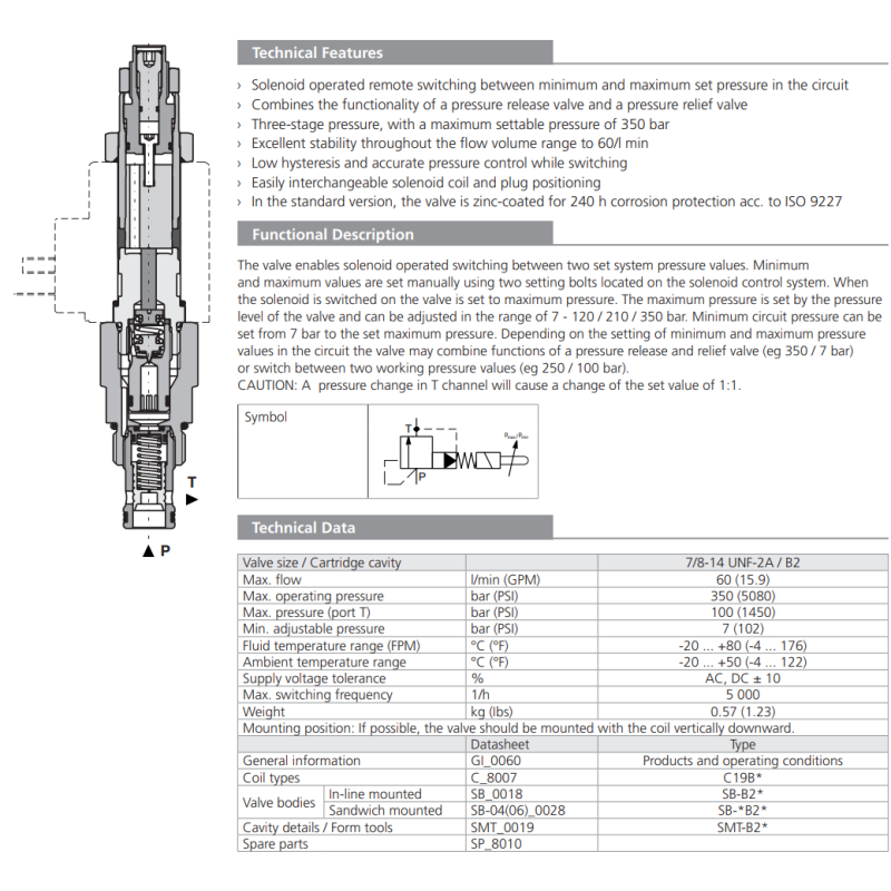 Zawór SR4E2-B2, Surface treatment: A, Seals: No designation
