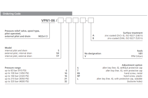 Zawór VPN1-06/S, Surface treatment: A, Seals: No designation, Pressure range: 6, Adjustment option: T, Model: SX