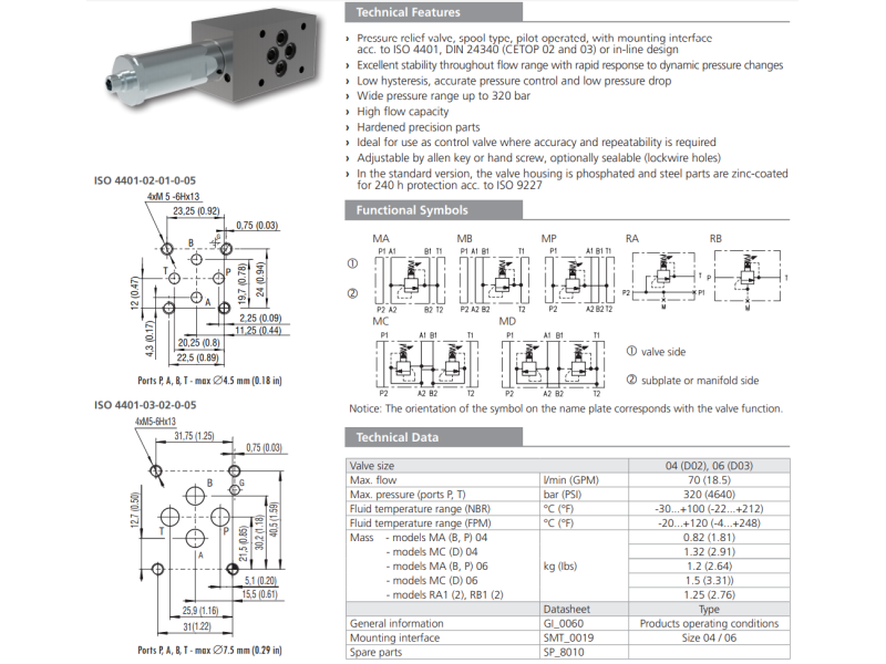 Zawór VPN1-06/M(R), Surface treatment: A, Seals: No designa